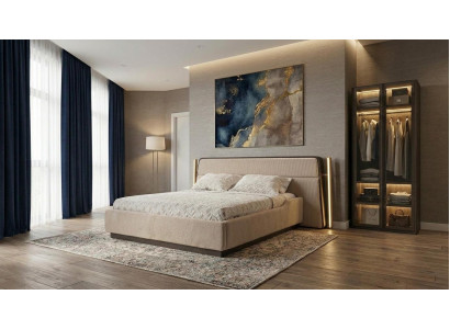 Bett Schrank Schlafzimmer Stil modern beige geräumig komfortabel bequem