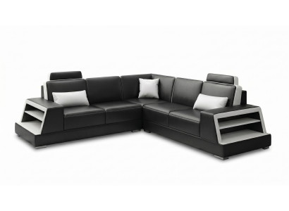 Modern Ecksofa L-Form Schwarz LED Elegant Exklusiv Design Premium