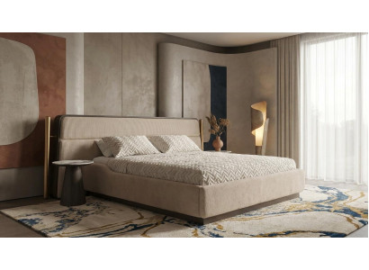 Bett Beistelltisch Schlafzimmer Stil modern beige komfortabel praktisch