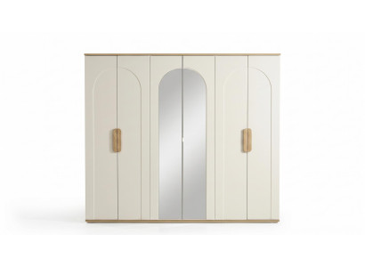 Freistehender Kleiderschrank Weiß Naturholz Modern Spiegelschrank Stilvoll