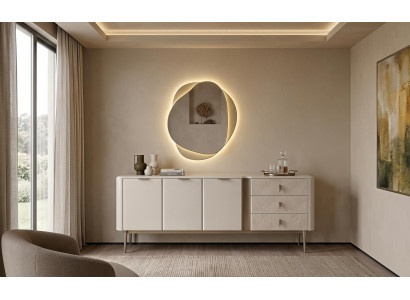 Sideboard Set Sideboard Spiegel Modern Beige Edel Kommode Anrichte