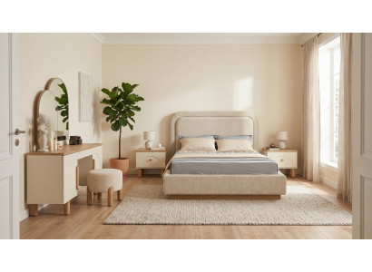 Schlafzimmer Set Kleines Beige Modern Holz Skandi Elegant Möbel praktisch