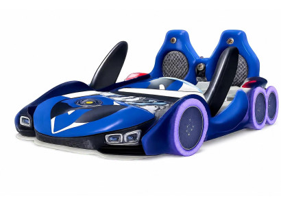 Blaues Kinderbett Auto LED-Beleuchtung auf Rädern Bluetooth