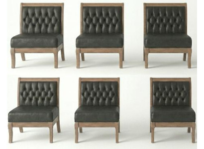 Exklusive Büro-Stühle Designer Holzgestell Edle 6x Ledersessel