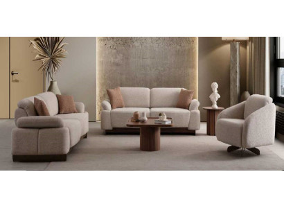Schicke Beige Couchgarnitur Stilvolle 2x Dreisitzer Loungesessel