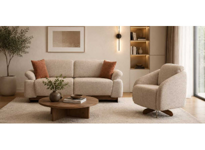 Elegante Polstergarnitur Stilvoller 3-Sitzer Designer Stoffsessel