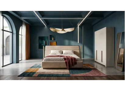 Bett Garderobenschrank Schlafzimmer Stil modern beige praktisch