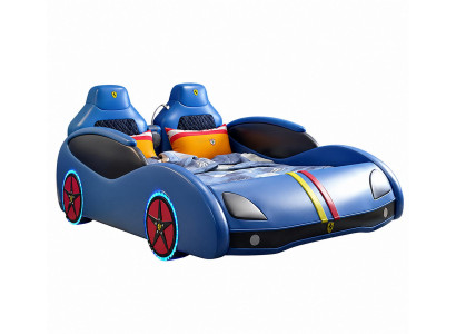 Blaues Kinderbett Auto-Bett LED-Beleuchtung Bluetooth-Lautsprecher