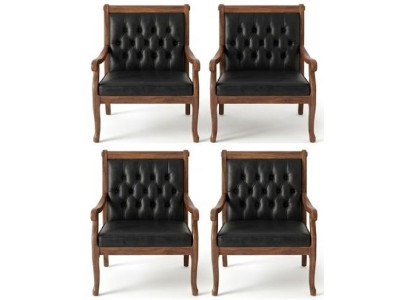 Stilvolle 4x Chesterfield Stühle Klassische Ledersessel für das Büro