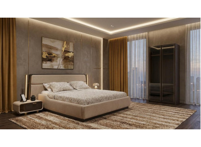 Bett Nachttische Schrank Schlafzimmer Stil modern beige bequem