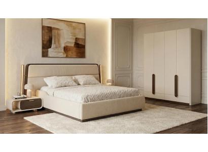 Bett Nachttische Garderobenschrank Schlafzimmer Stil modern beige