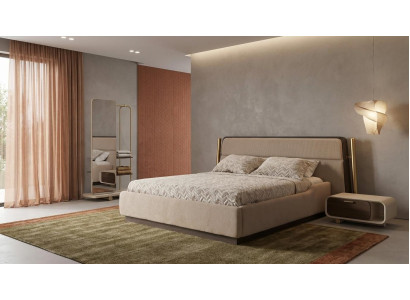 Bett Nachttische Spiegel Schlafzimmer Stil modern beige praktisch