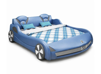 Blaues Kinderbett Bett für Jungen  Auto-Bett LED Kinderbetten