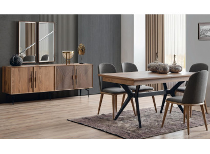 Esszimmer-Set: Esstich 4Stühle Sideboard Modern Elegant Hochwertig