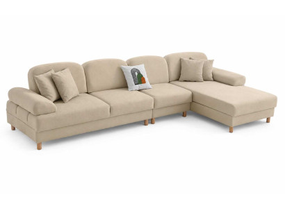 Ecksofa Beige modern Wohnzimmer Sofa L Form bequem stilvoll Stoff Couch