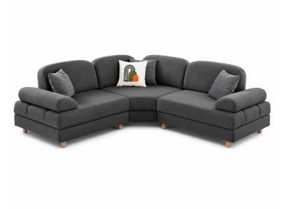 Stilvolles Ecksofa modern dunkelgrau weich komfort Couch L Form Wohnzimmer