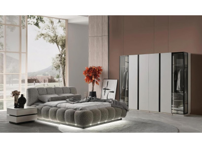 *Bett Schlafzimmer Set Schrank Nachttisch Modern Grau Luxus Garnitur