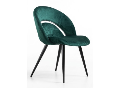 Mid-Century Esszimmerstuhl Grün Velours Ovaler Schwarz