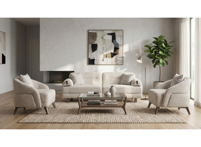 Couchgarnitur Moderner Stil Designermodell Beige Wohnzimmer