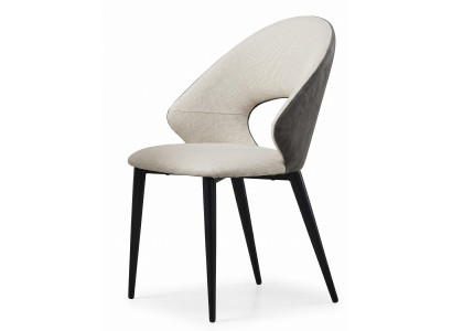 Design Stilvoll Esszimmerstuhl Beige Grau Ziernaht Rundes Loch Sitz