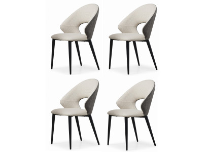 Klassisch Esszimmerstühle 4er Set Beige Grau Ausschnitt Polsterstühle