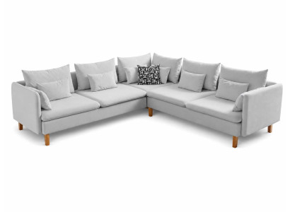 Ecksofa modern Grau L-Form Stoff Sofa bequem Wohnzimmer Couch