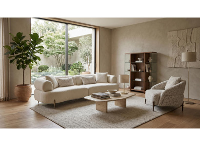 Couchgarnitur Designermodell Beige Farbe Elegante Wohnzimmer