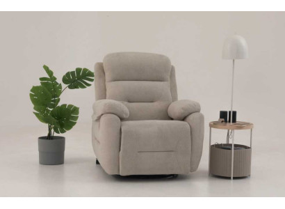 Komfort Relaxsessel Beige mit ausklappbarer Fußstütze Design