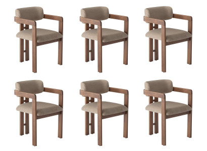 6 Stühle Modern Braun Elegant Esszimmerstühle Polsterstuhl Holz