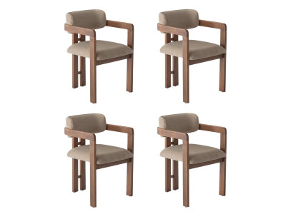 4 Stühle Modern Braun Elegant Esszimmerstühle Polsterstuhl Holz