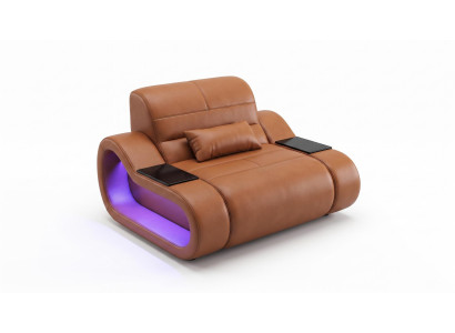 Sessel Modern Braun LED Premium Sessel Relaxsessel Komfort Design *