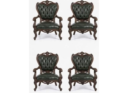Edle Klassische 4x Chesterfield Sessel Grüner Sessel-Set Luxus Möbel