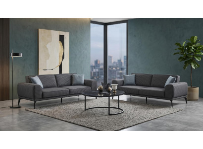 Sofa set 3-Sitzer Sofas(2x) Couchtisch Modern schwarz Anthrazit Stilvoll