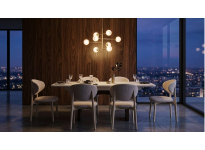 Esszimmer Set Esstisch 6x Stühle Moderner Stil Klapptisch Beige