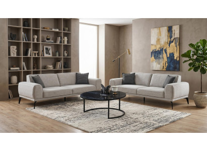 Sofa set 3-Sitzer Sofas(2x) Modern Schwarz Grau Anthrazit Stilvoll