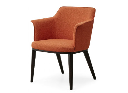 Eleganter Armlehnenstuhl Orange Terrakotta Bouclé Stoff Kuscheliger