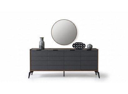 Kommode mit Spiegel Grau Stilvolle Anthrazit Modern Loft Anrichte bequem