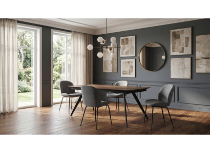 Esszimmer Set Stilvolle Tisch Stühle(4x) Grau Braun Loft Modern bequem