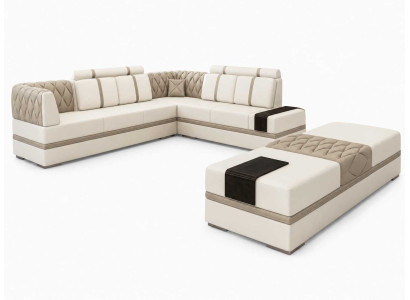 Luxuriöses weiches Ecksofa Kunstleder bequem modern stilvoll Polstermöbel Set *