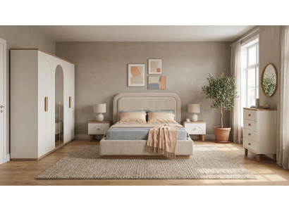 Schlafzimmer Set Stilvolles Bett Nachttische(2x) Kommode Kleiderschrank