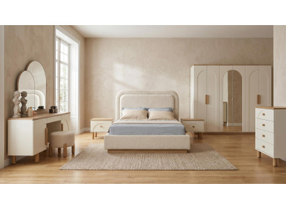 Schlafzimmer Set Stilvolles Bett Nachttische(2x) Kommode Kleiderschrank