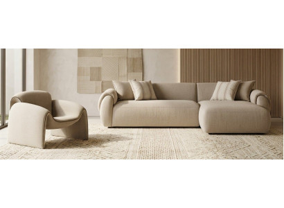 Ecksofa L Form Sessel Beige modern bequem komfortabel Wohnzimmer
