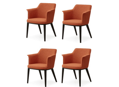 Extravaganter Armlehnenstühle 4er Set Orange Terrakotta Bouclé