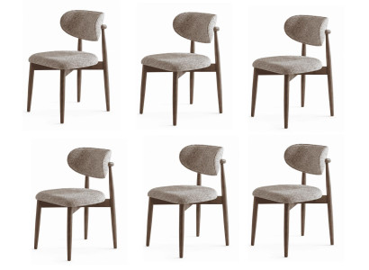 Beiges Stuhl-set 6x Esszimmerstühle Polsterstühle Designerstühle Moderner Stil