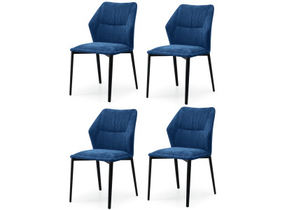 Premium Skandi Esszimmerstühle 4er Set Blau Breitcord Diamant