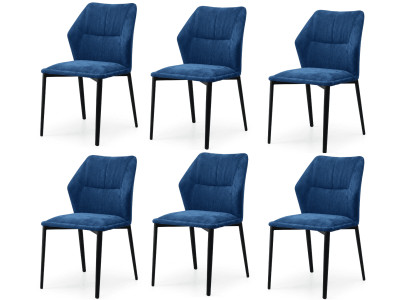 Modern Esszimmerstühle 6er Set Flügel Form Königsblau Breitcord