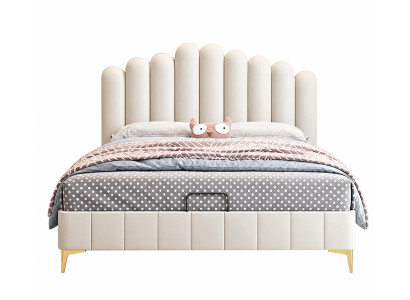Beiges Kinderbett Kingsize-Bett für Mädchen groß Kindermöbel