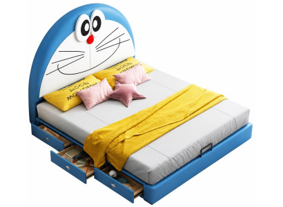 Weiß-blaues Kinderbett mit Schubladen Bett für Mädchen Jungen