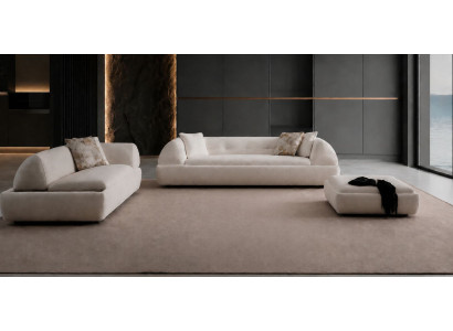 Sofa Pouff Beige Wohnzimmer Stil modern praktisch geräumig komfortabel