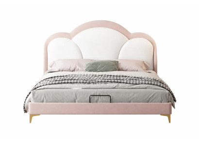Weiß-rosa Kinderbett aus Leder Jugendbett für Mädchen Kindermöbel